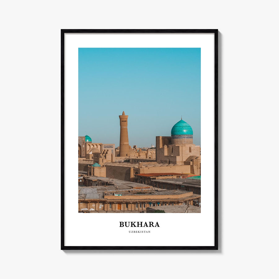 Bukhara colorful classic poster of Uzbekistan – vertical wall art, unframed print shown in interior mockup