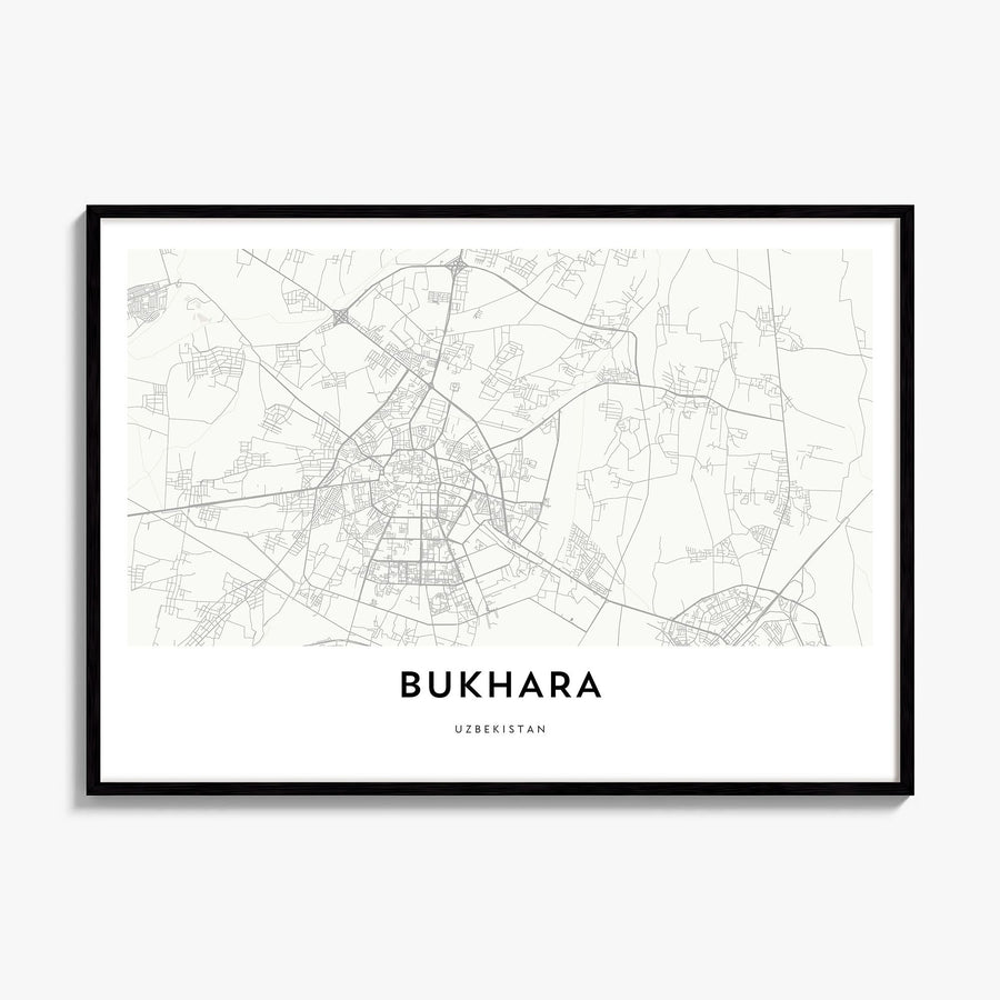 Bukhara Map Poster, framed poster mockup