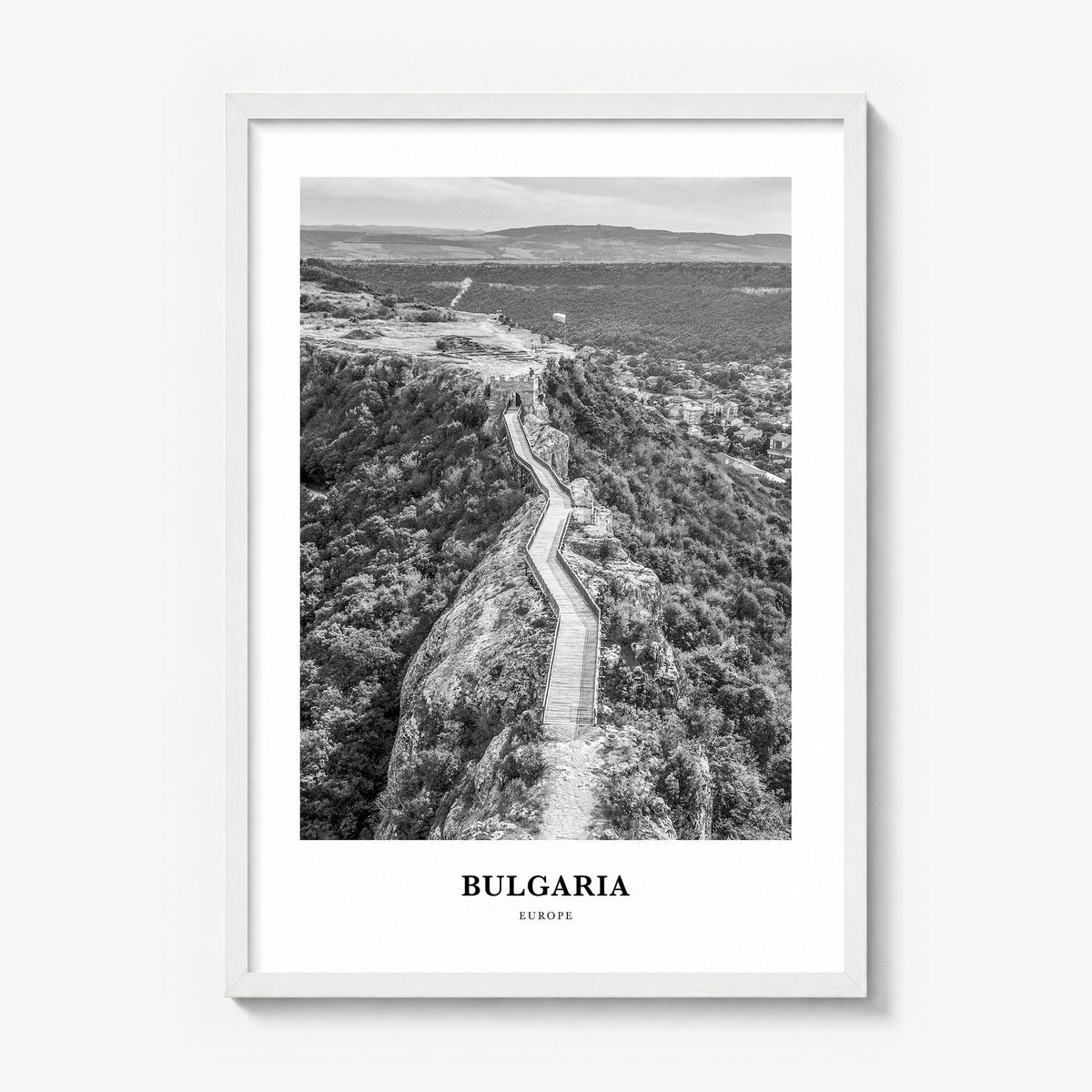 Bulgaria Classic Poster in a white wood frame