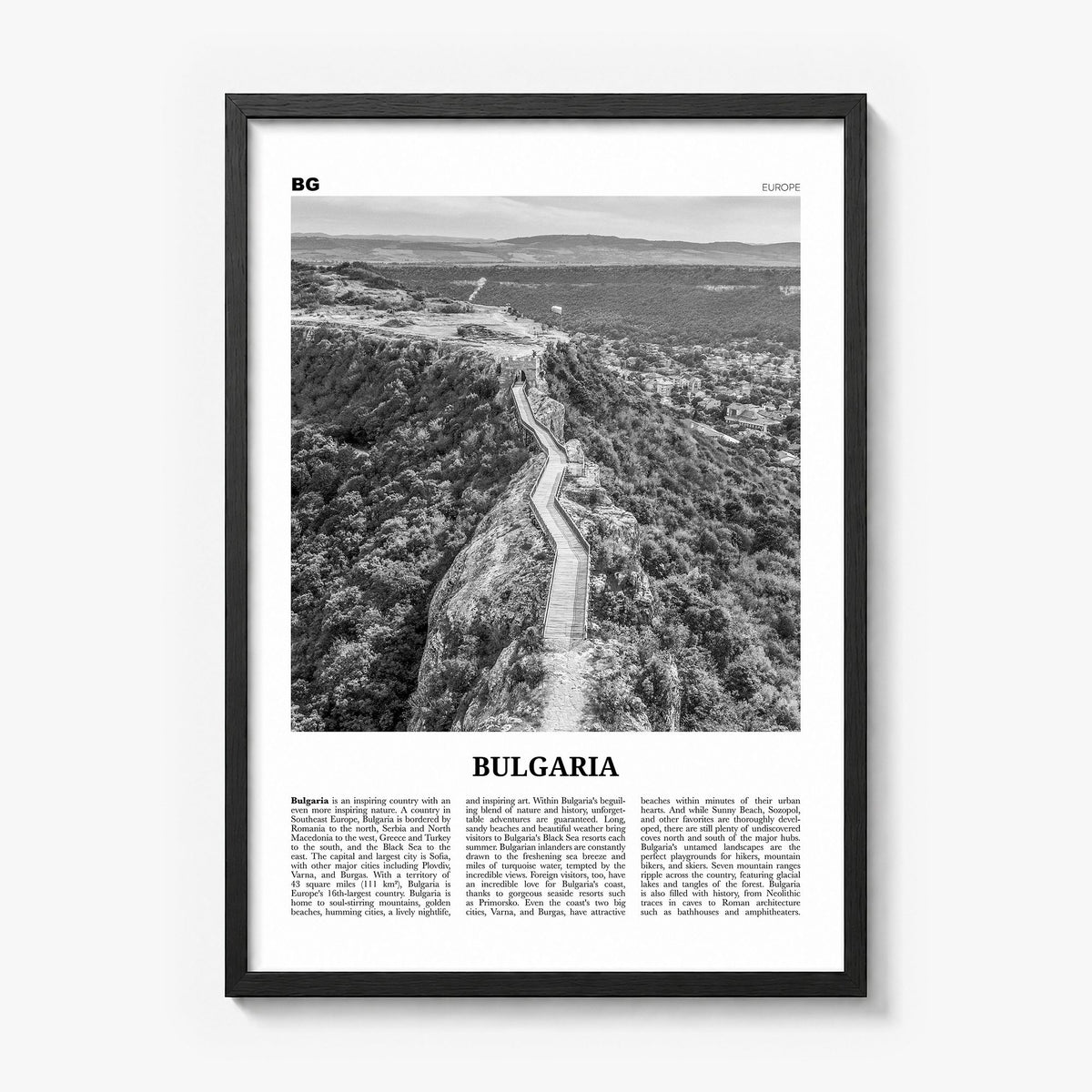 Bulgaria Newspaper Poster in a black wood frame