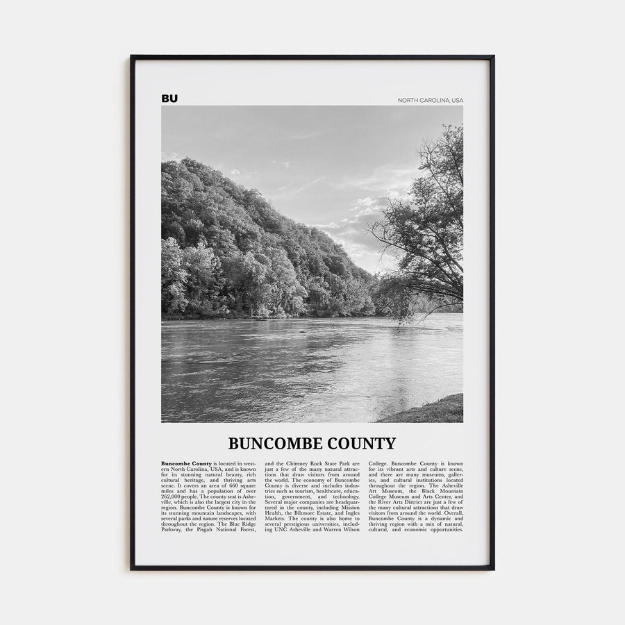 Buncombe County Poster None / 8x12 in Nbourhood Travel B&W Poster