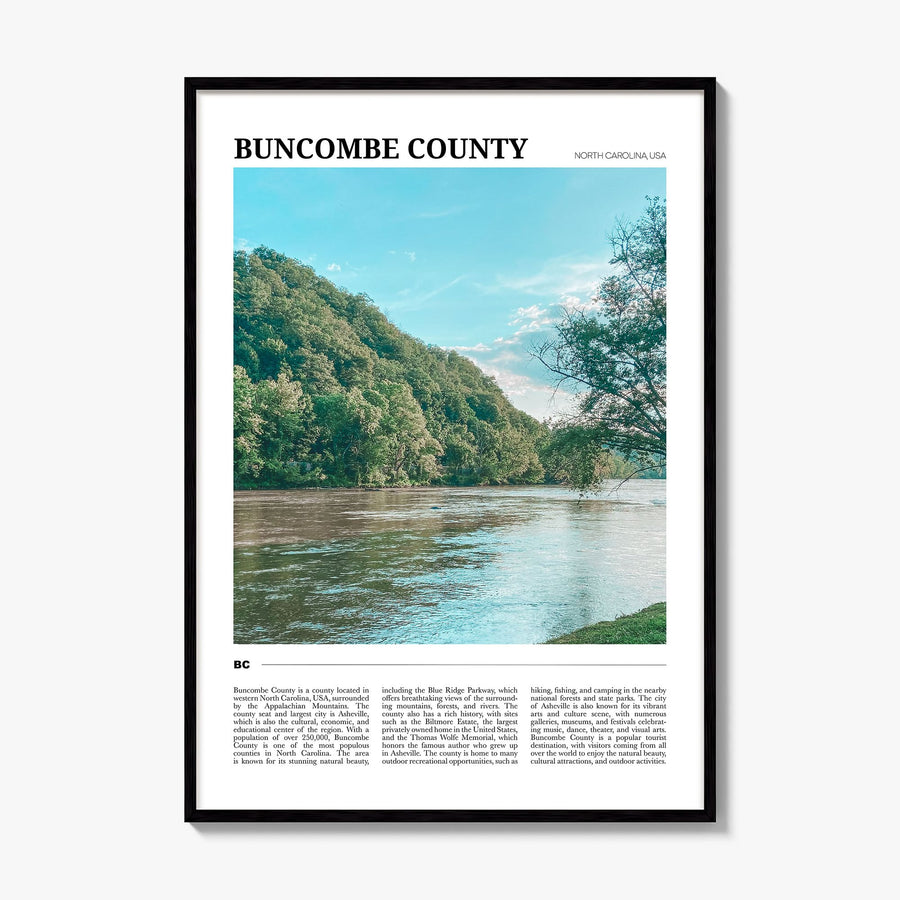 Buncombe County Travel Poster, framed poster mockup