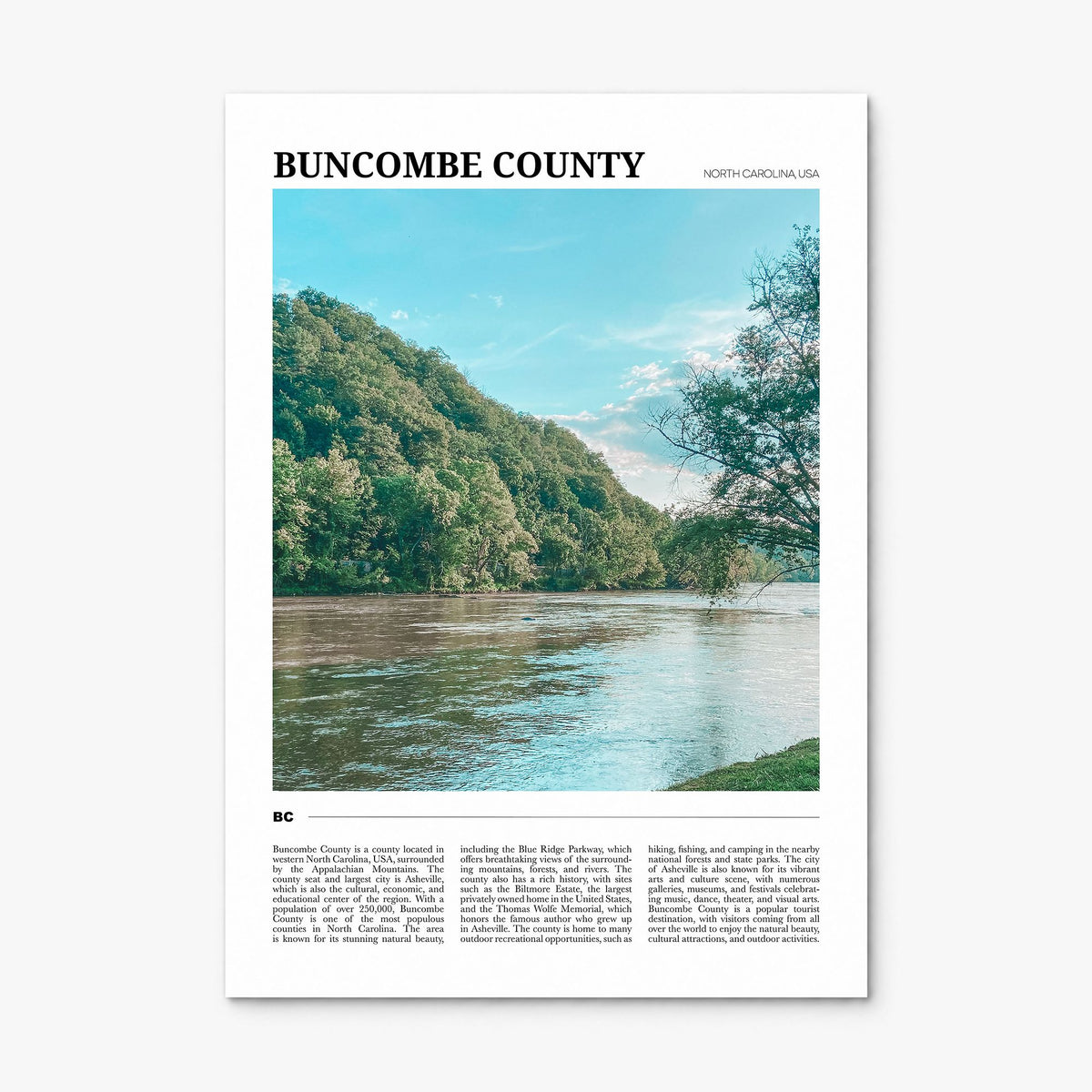 Buncombe County Travel Poster, print only (unframed)
