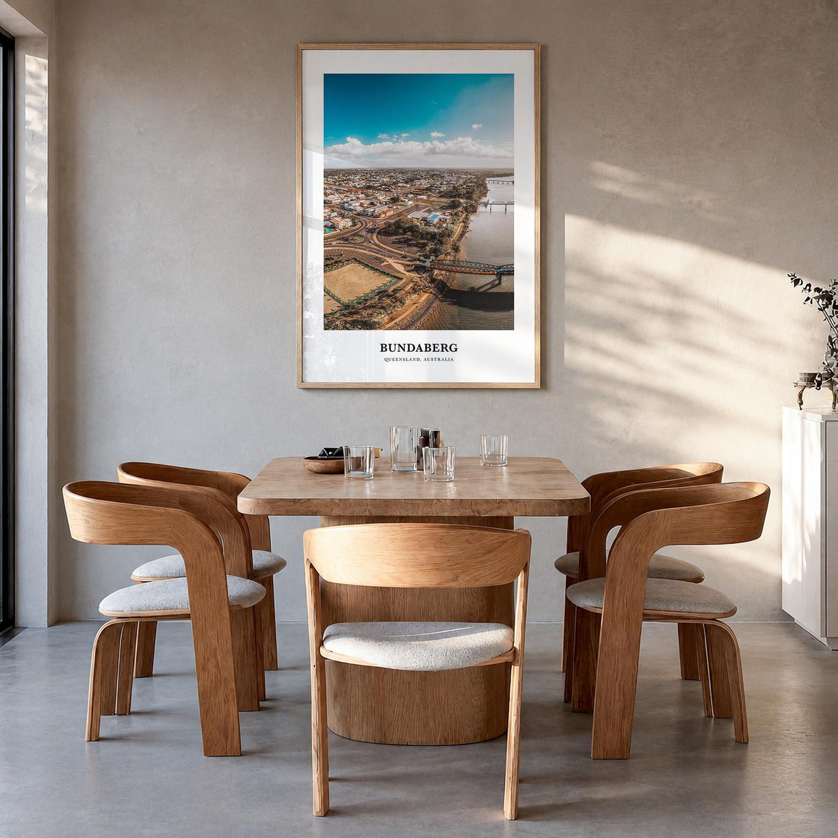 Bundaberg no. 1 colorful classic poster of Australia – vertical wall art in natural wood frame, hanging on wall