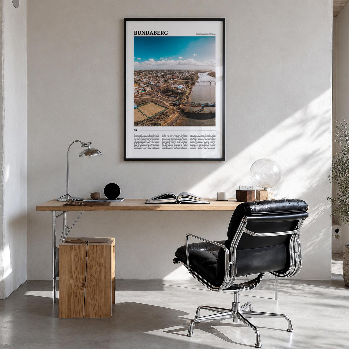 Bundaberg no. 1 colorful travel poster of Australia – vertical wall art in black wood frame, hanging on wall