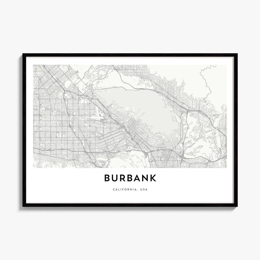 Burbank Map Poster, framed poster mockup