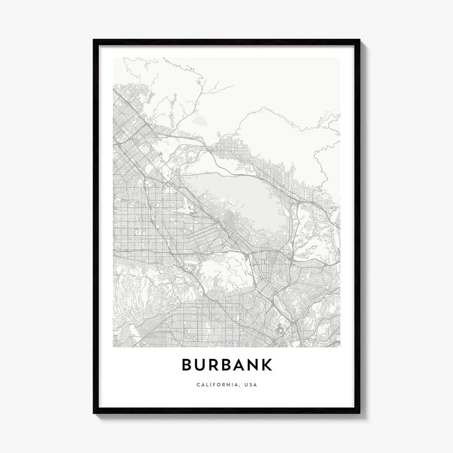 Burbank Map Poster, framed poster mockup