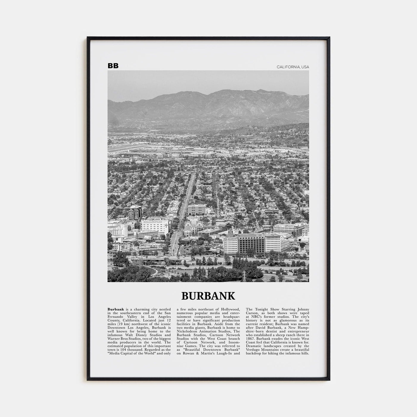 Burbank No 1 Poster None / 8x12 in Nbourhood Travel B&W Poster