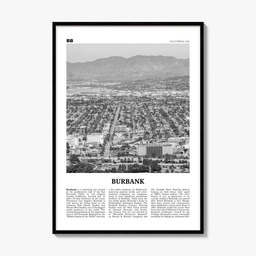Burbank Newspaper No 1 Poster, framed poster mockup