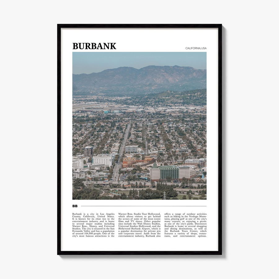 Burbank Travel Poster, framed poster mockup
