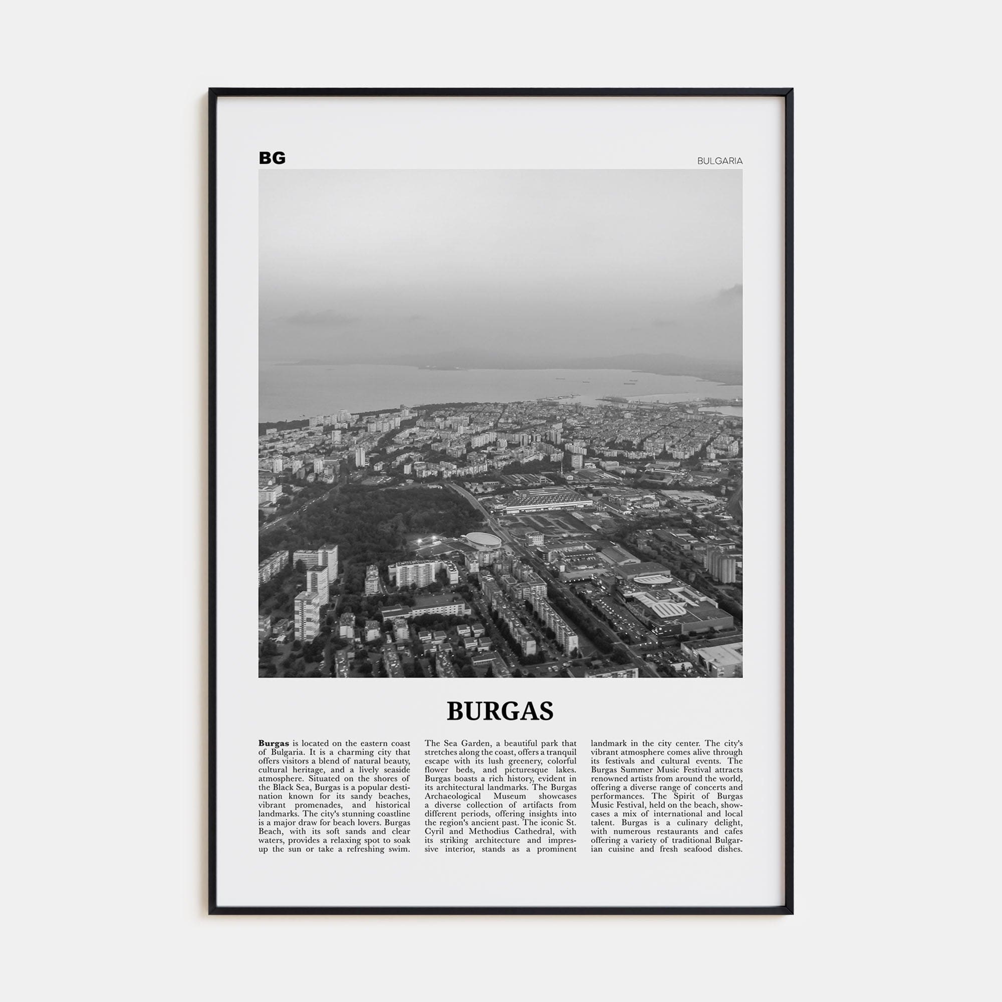 Burgas Poster None / 8x12 in Nbourhood Travel B&W Poster