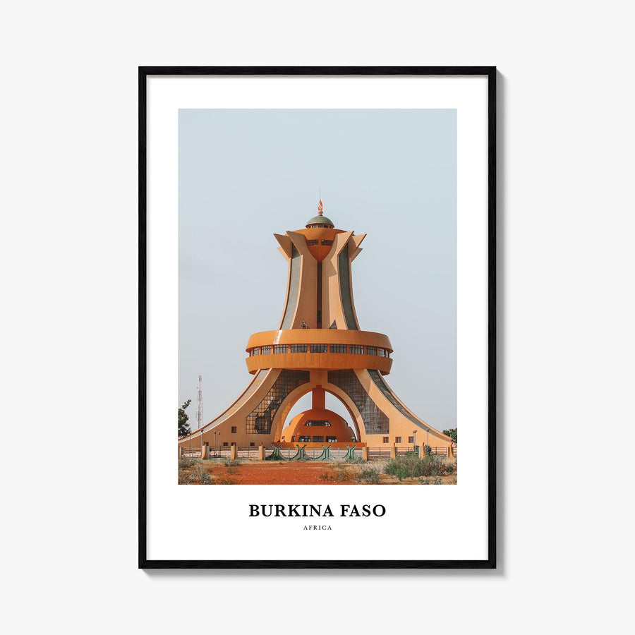 Burkina Faso colorful classic poster of Africa – vertical wall art, unframed print shown in interior mockup