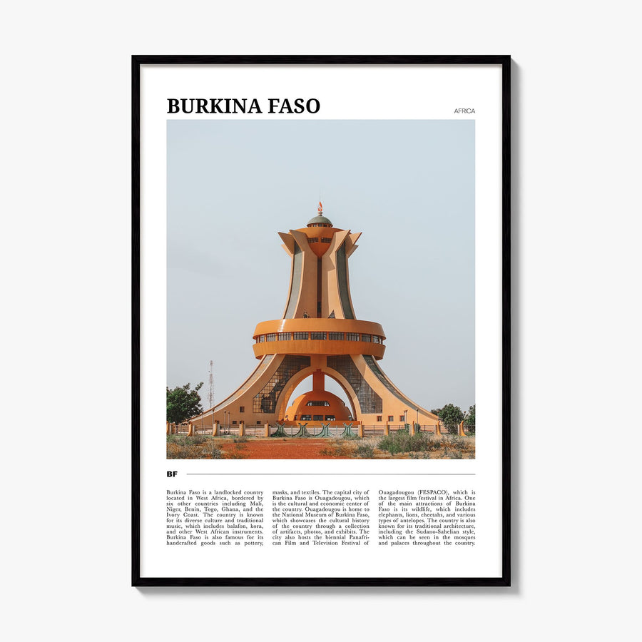 Burkina Faso Travel Poster, framed poster mockup