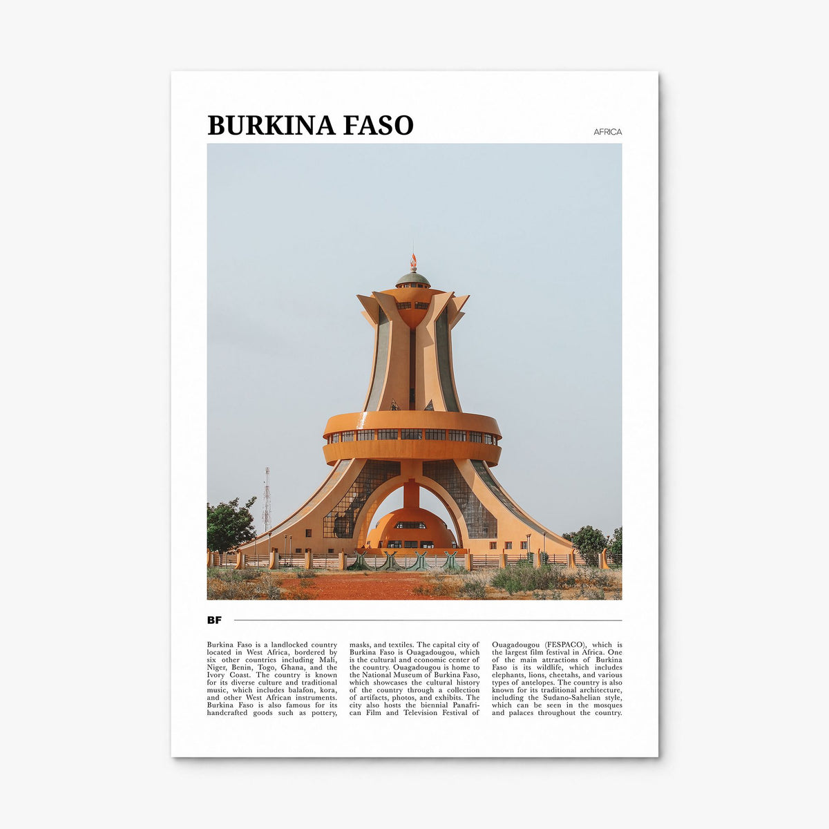Burkina Faso Travel Poster, print only (unframed)