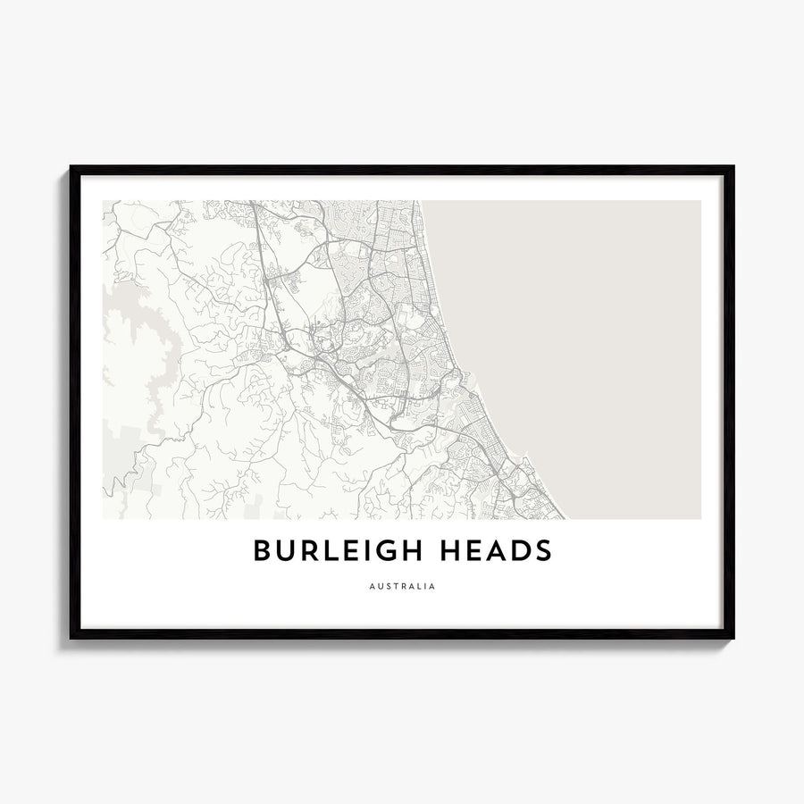 Burleigh Heads Map Poster, framed poster mockup