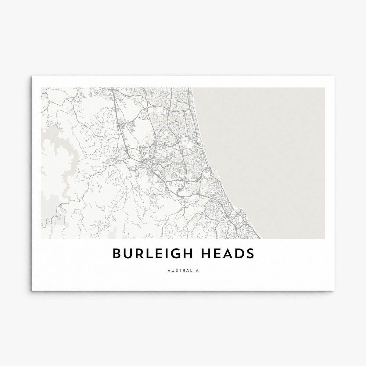 Burleigh Heads Map Poster, print only (unframed)