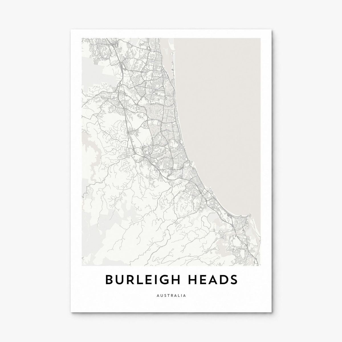 Burleigh Heads Map Poster, print only (unframed)