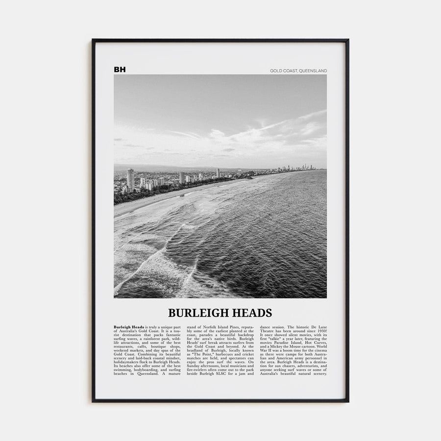 Burleigh Heads Poster None / 8x12 in Nbourhood Travel B&W Poster