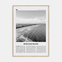 Burleigh Heads Poster Natural Wood / 8x12 in Nbourhood Travel B&W Poster