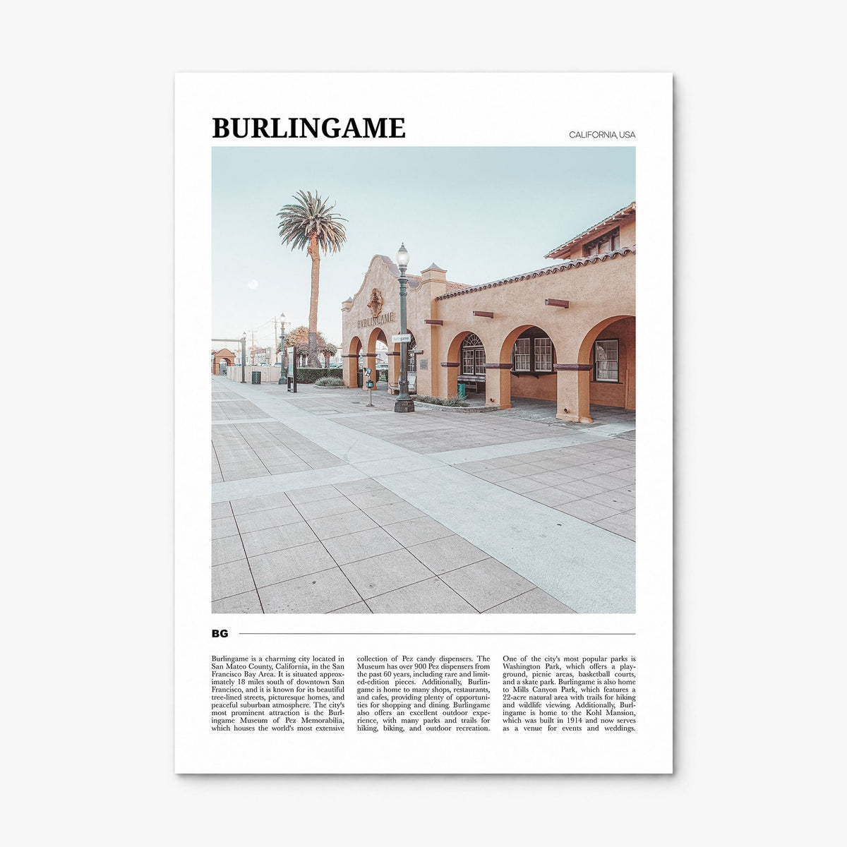 Burlingame Travel Poster, print only (unframed)