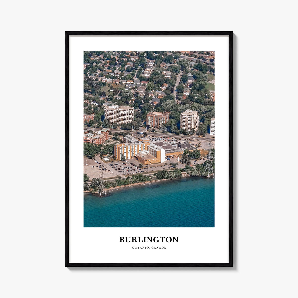 Burlington, Canada colorful classic poster of Canada – vertical wall art, unframed print shown in interior mockup