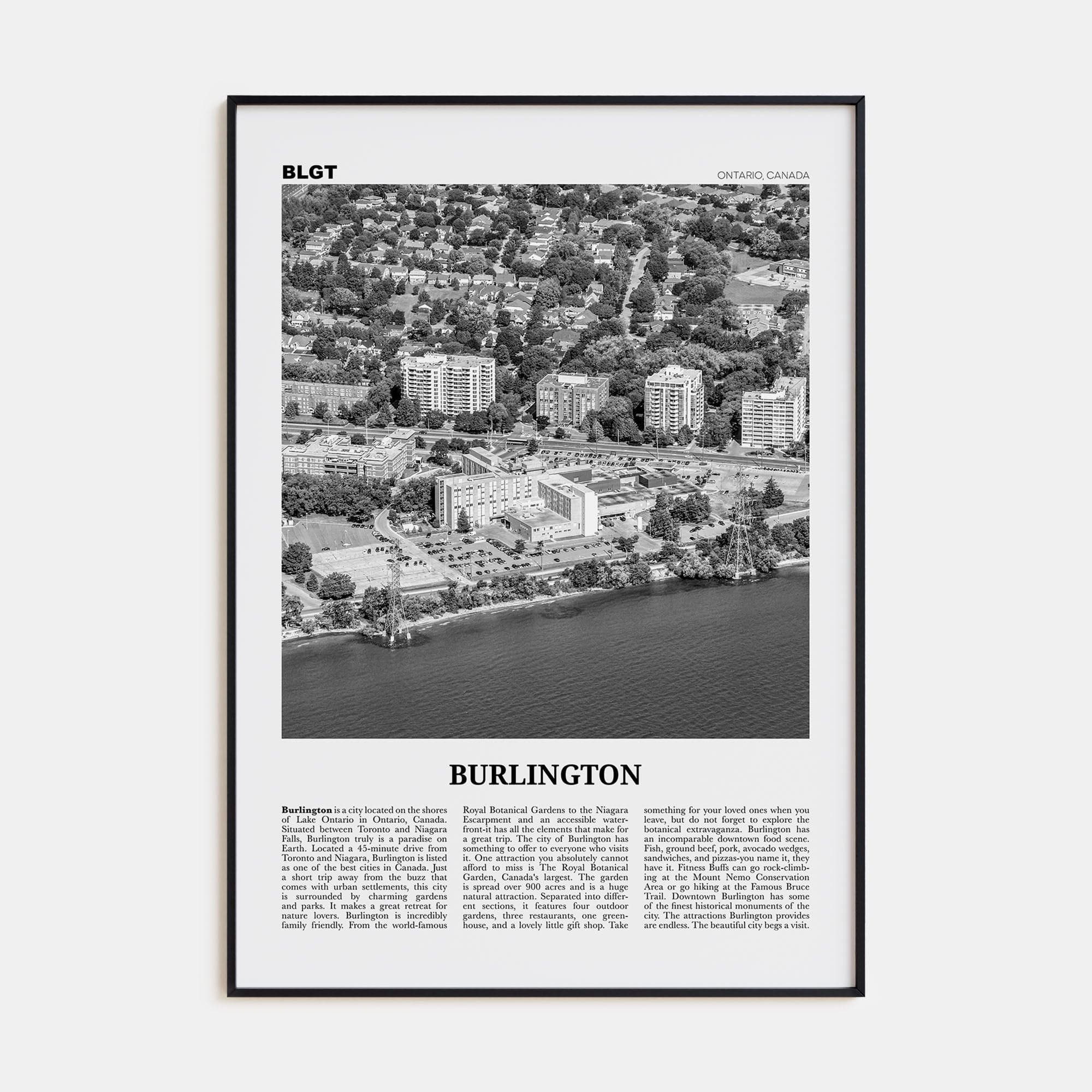 Burlington, Canada Poster None / 8x12 in Nbourhood Travel B&W Poster