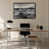 Burlington, Vermont black & white photo poster of Vermont, USA – horizontal wall art in black wood frame, hanging on wall