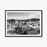 Burlington, Vermont black & white photo poster of Vermont, USA – horizontal wall art, unframed print shown in interior mockup