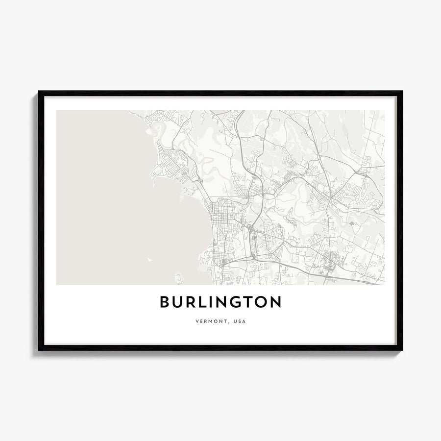 Burlington, Vermont Map Poster, framed poster mockup