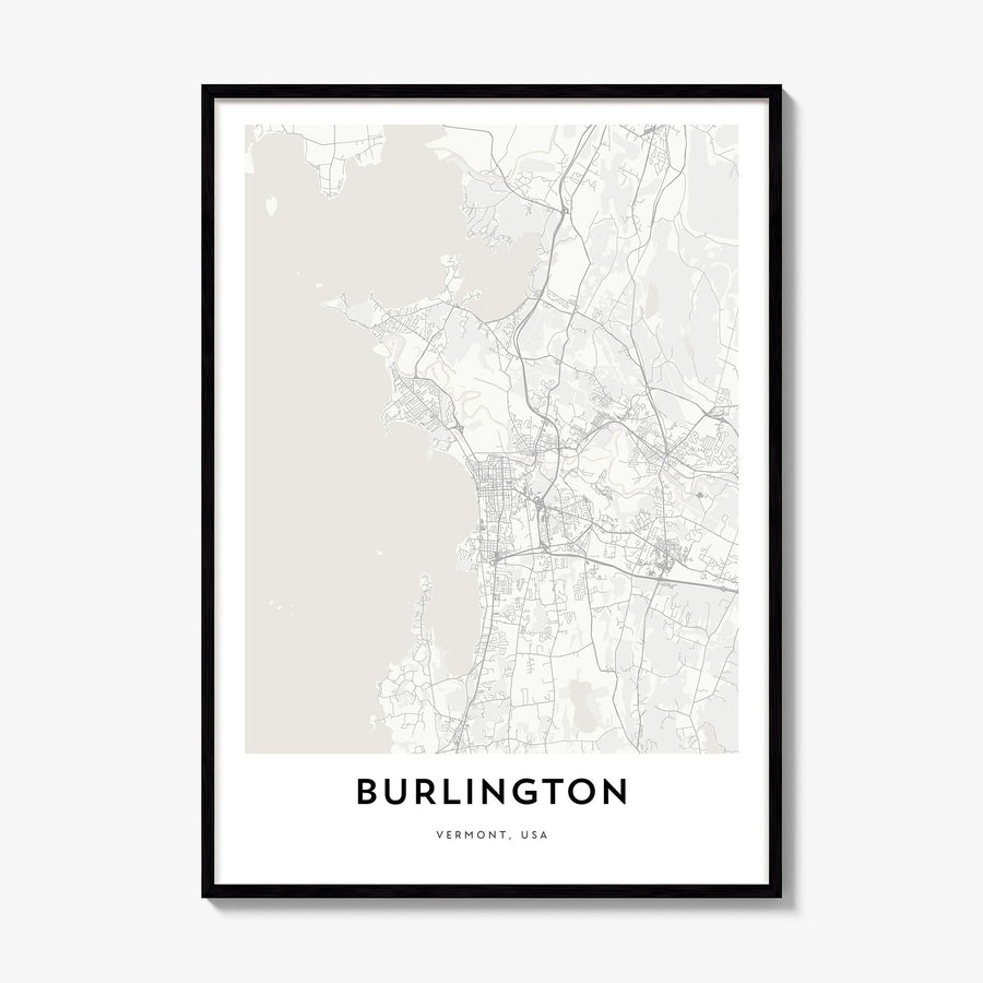 Burlington, Vermont Map Poster, framed poster mockup