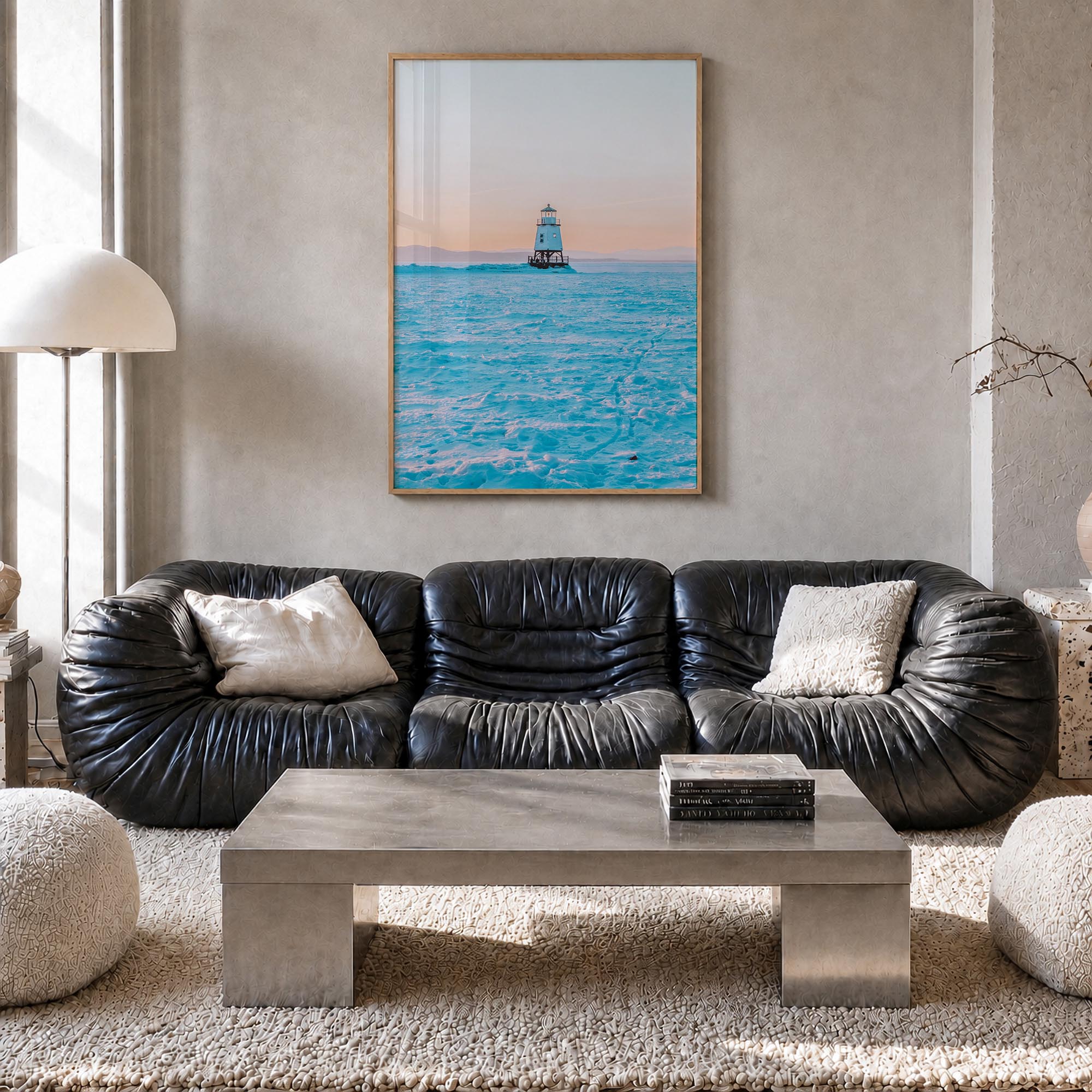 Burlington, Vermont no. 2 colorful photo poster of Vermont, USA – vertical wall art in natural wood frame, hanging on wall