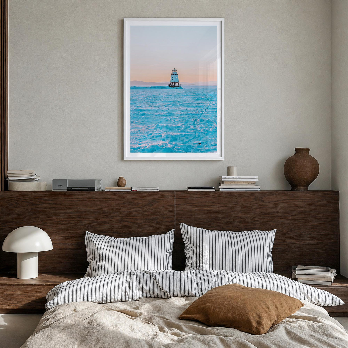 Burlington, Vermont no. 2 colorful photo poster of Vermont, USA – vertical wall art in white wood frame with white border, ha