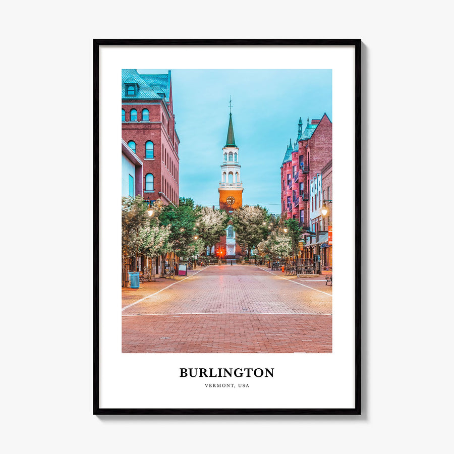 Burlington, Vermont Classic Poster, framed poster mockup