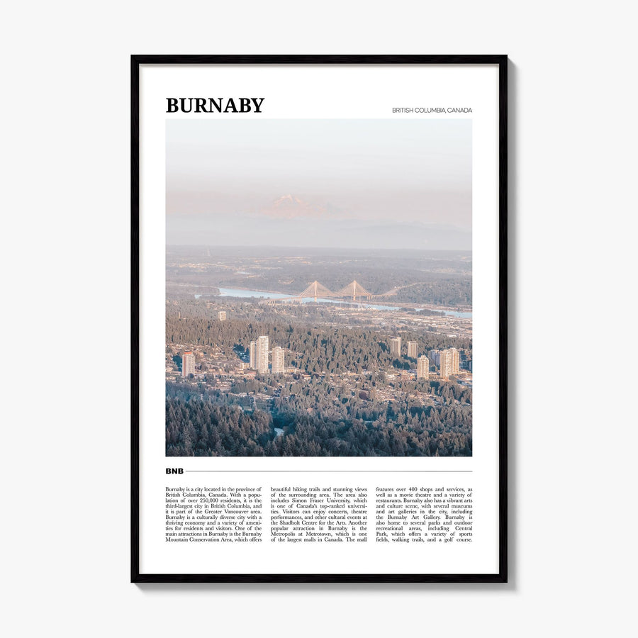 Burnaby Travel Poster, framed poster mockup