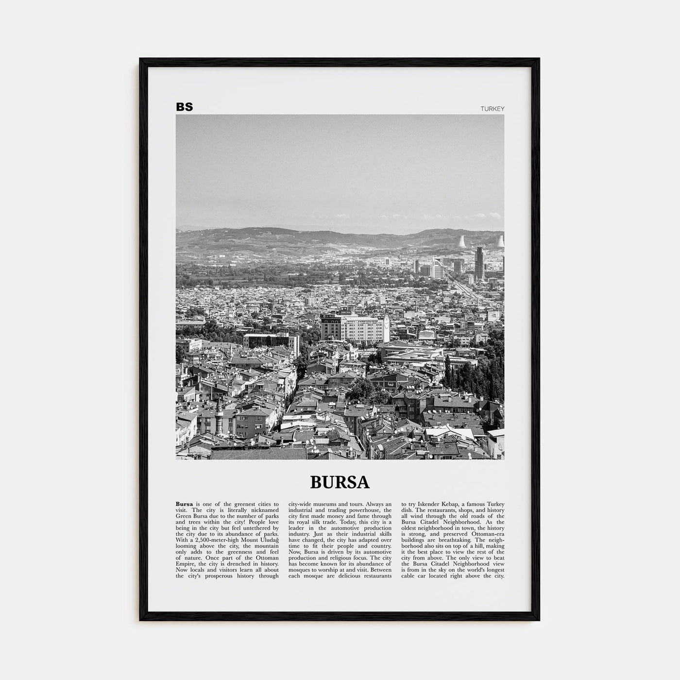 Bursa Poster Black Wood / 8x12 in Nbourhood Travel B&W Poster