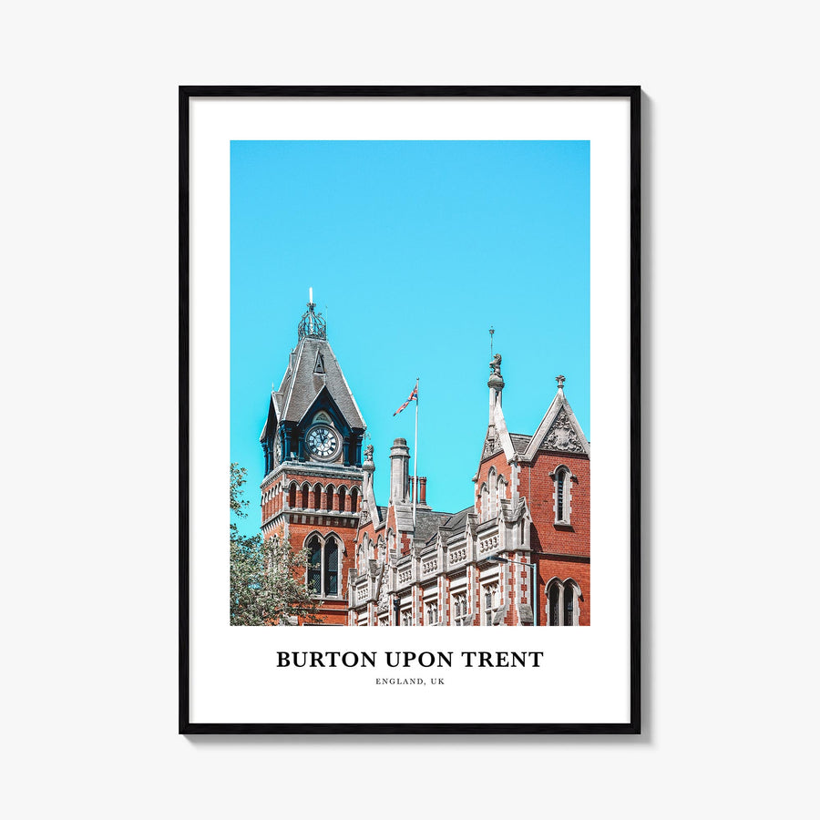 Burton upon Trent colorful classic poster of United Kingdom – vertical wall art, unframed print shown in interior mockup