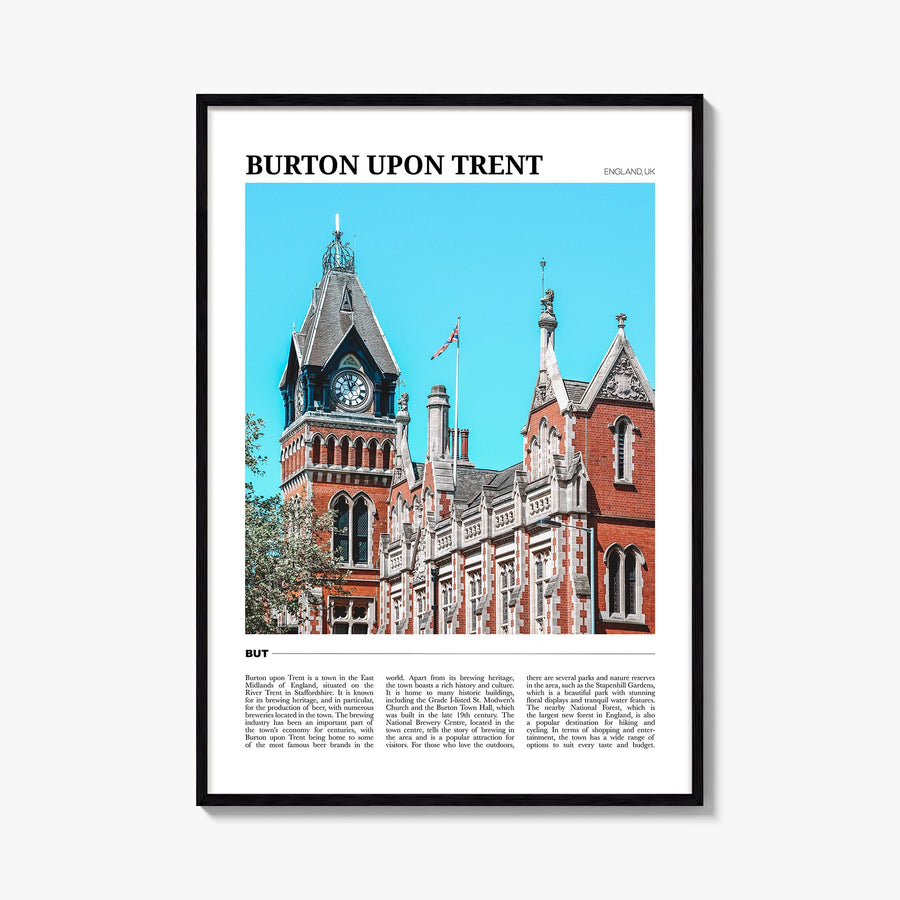 Burton upon Trent colorful travel poster of United Kingdom – vertical wall art, unframed print shown in interior mockup