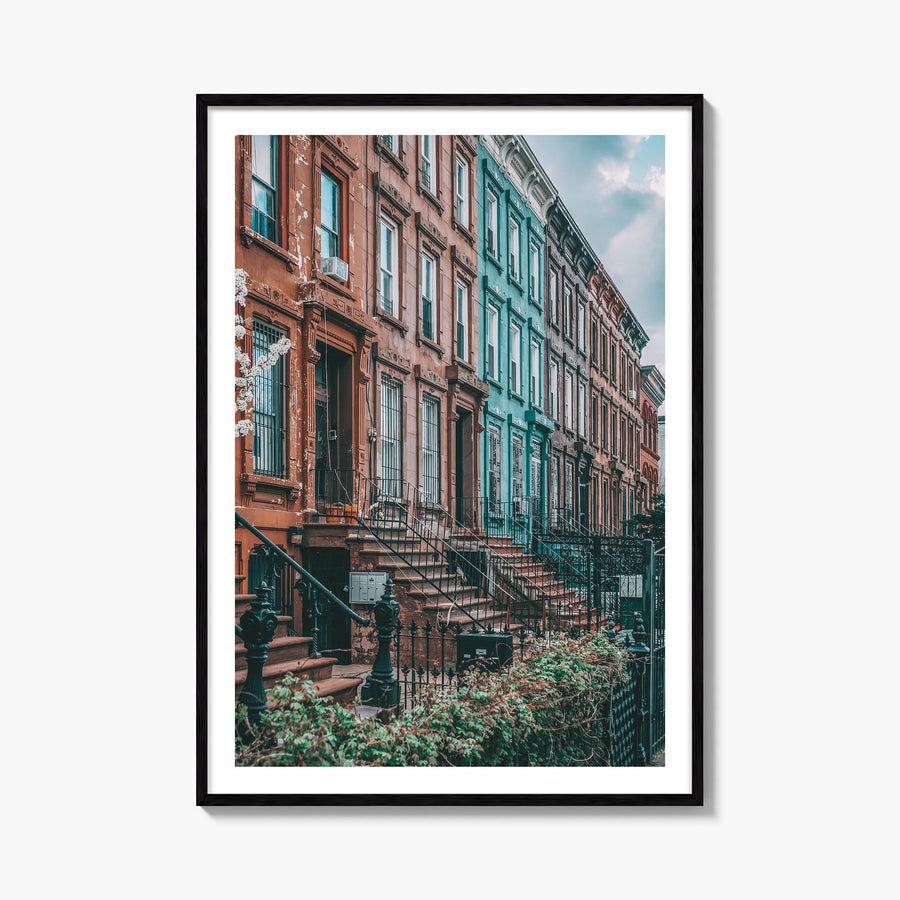 Bushwick colorful photo poster of Brooklyn, New York City – vertical wall art, unframed print shown in interior mockup