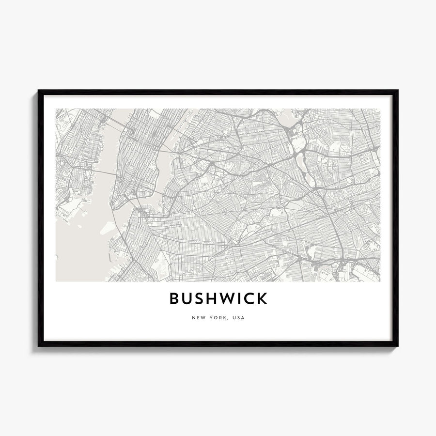 Bushwick Map Poster, framed poster mockup