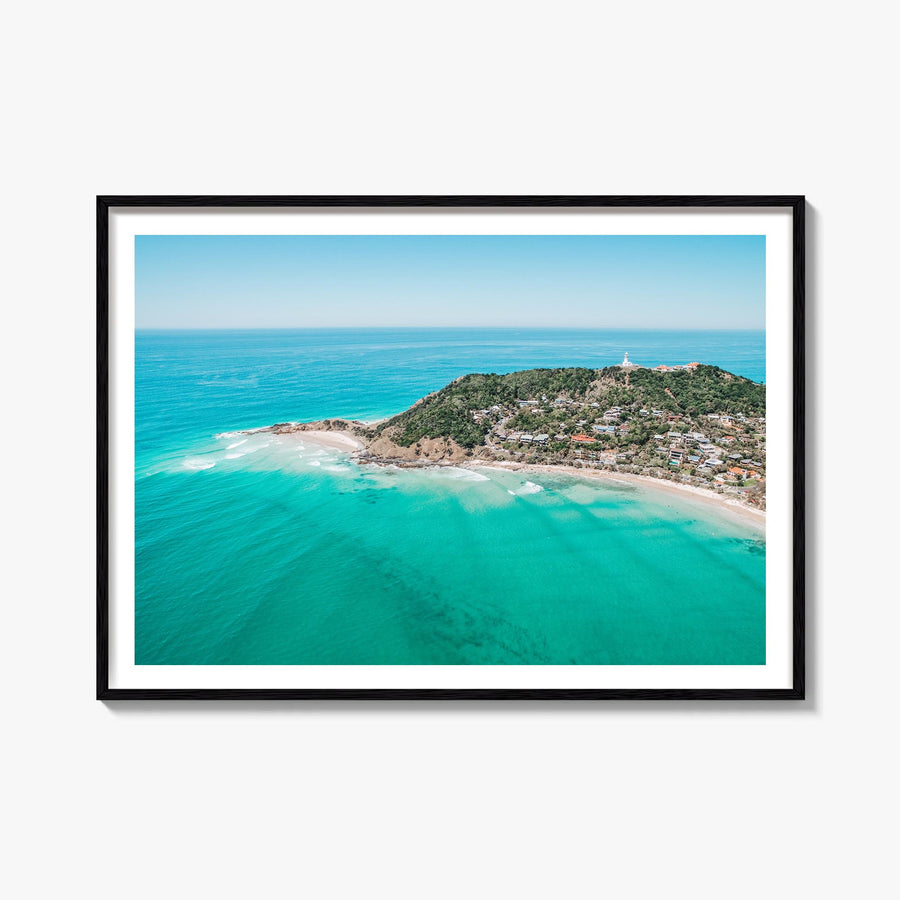 Byron Bay colorful photo poster of New South Wales, Australia – horizontal wall art, unframed print shown in interior mockup