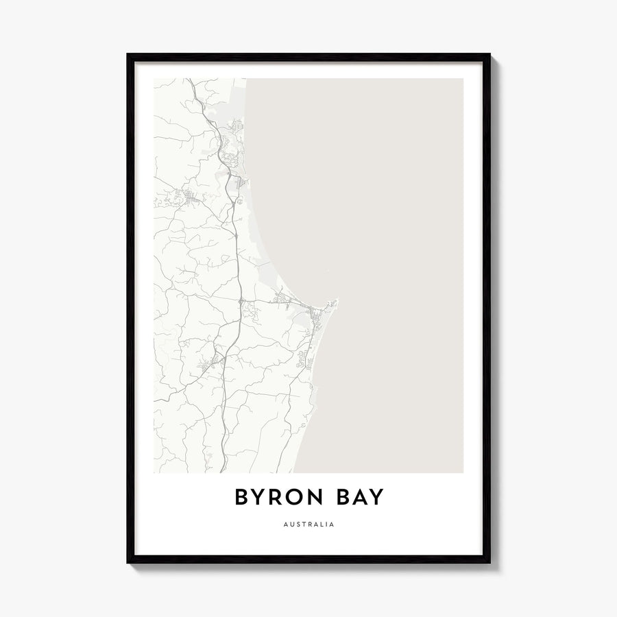 Byron Bay Map Poster, framed poster mockup