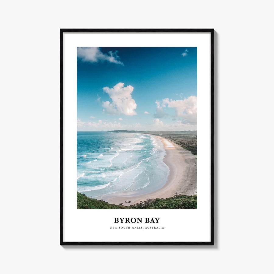 Byron Bay no. 1 colorful classic poster of New South Wales, Australia – vertical wall art, unframed print shown in interior m