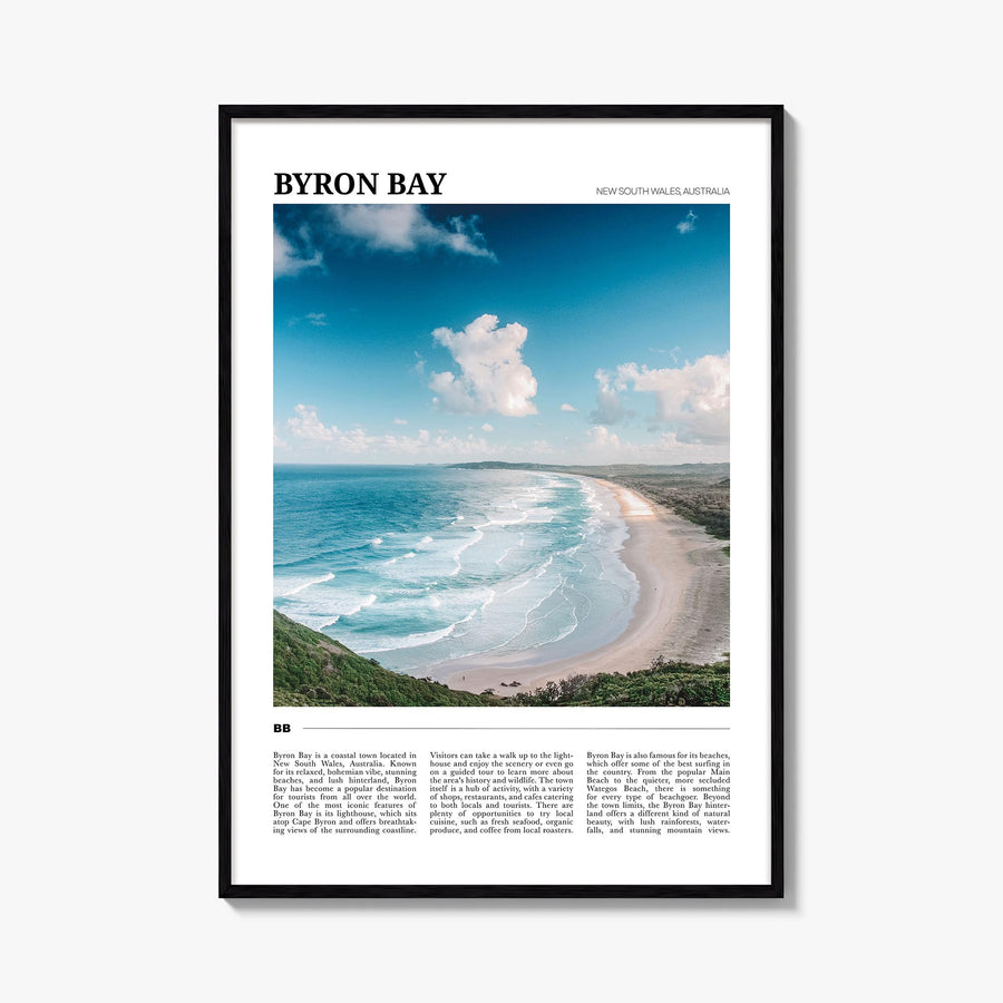 Byron Bay no. 1 colorful travel poster of New South Wales, Australia – vertical wall art, unframed print shown in interior mo