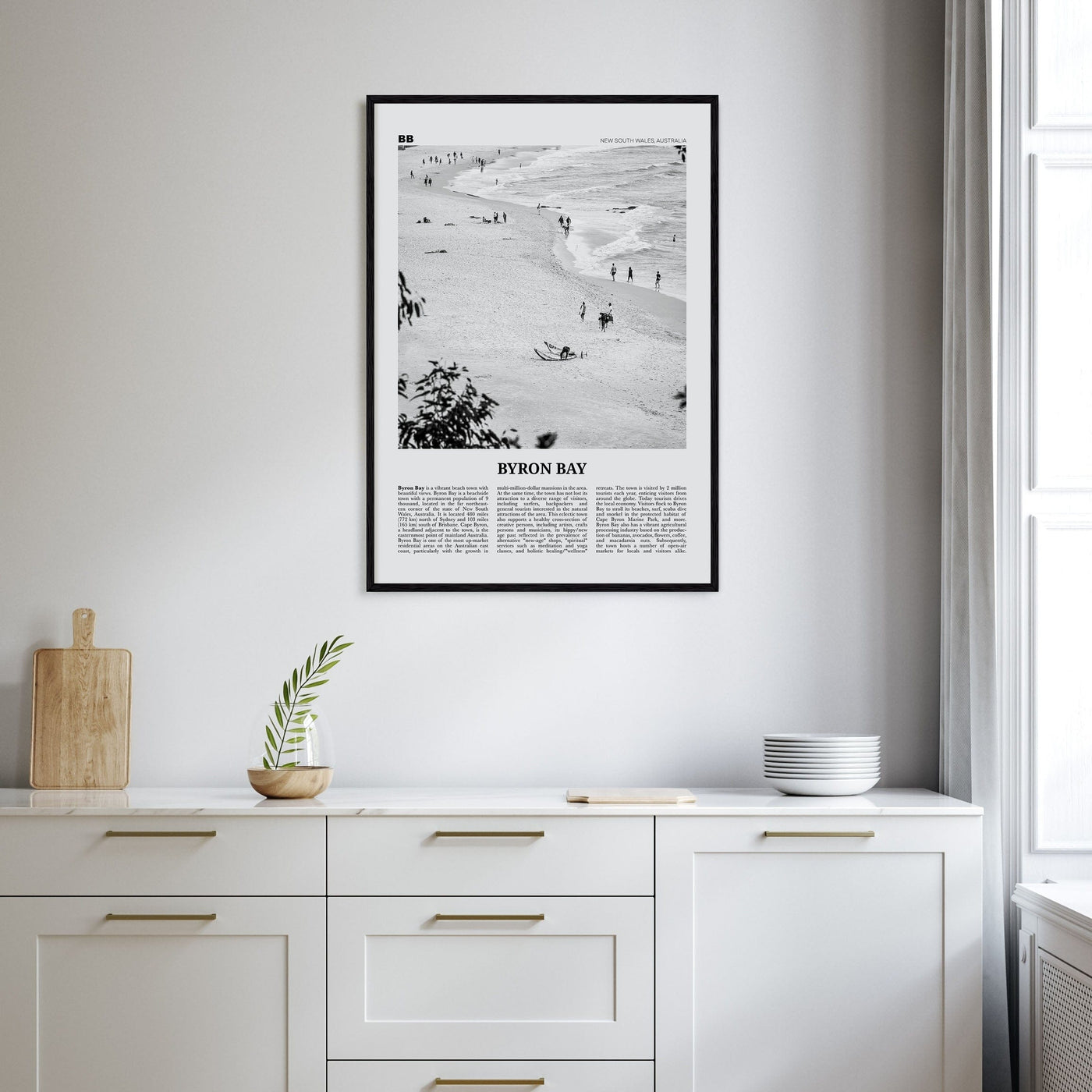 Byron Bay No 1 Poster Nbourhood Travel B&W Poster