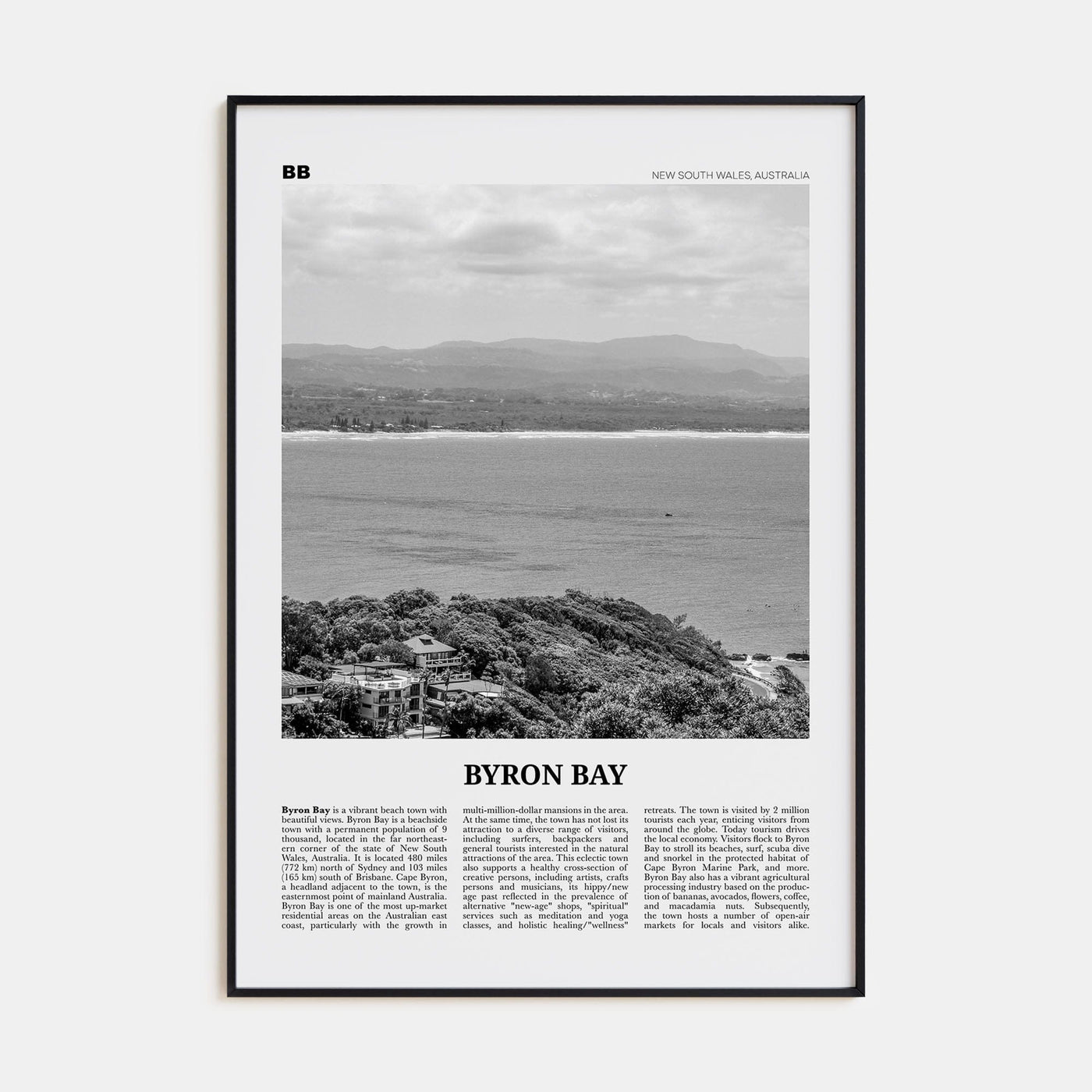 Byron Bay No 2 Poster None / 8x12 in Nbourhood Travel B&W Poster