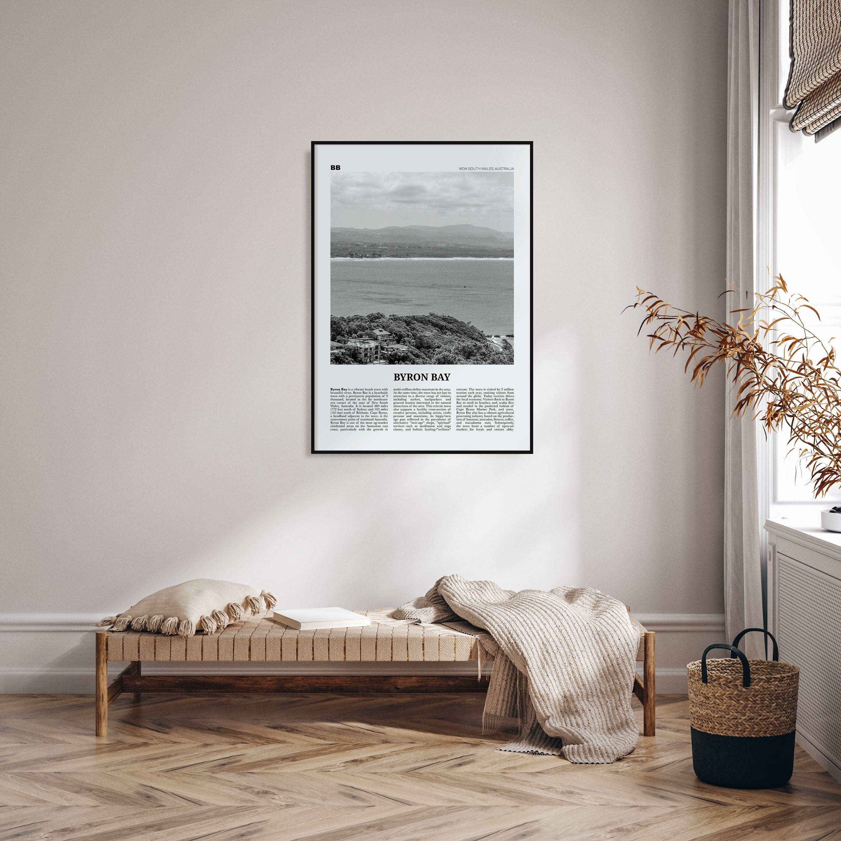 Byron Bay No 2 Poster Nbourhood Travel B&W Poster