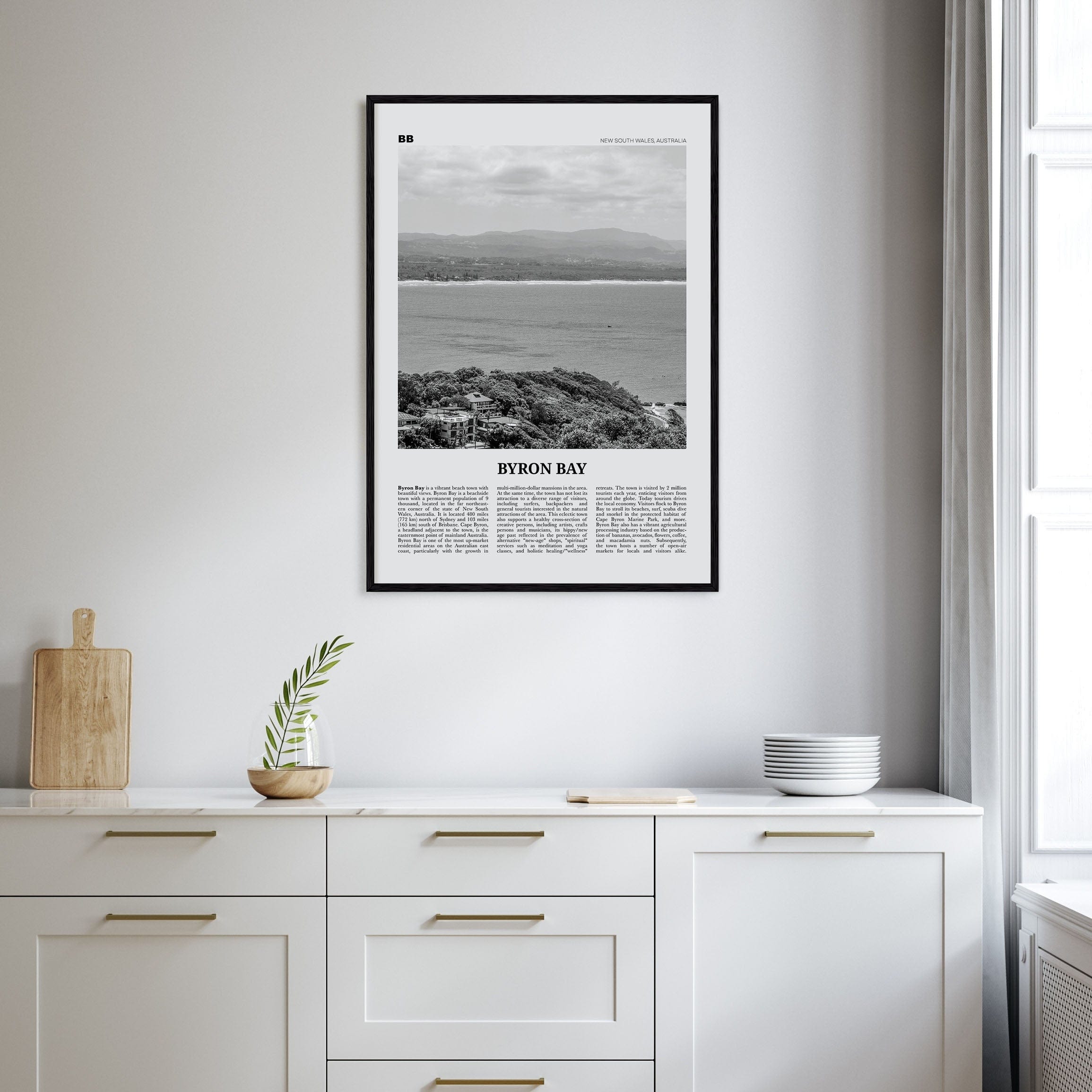 Byron Bay No 2 Poster Nbourhood Travel B&W Poster