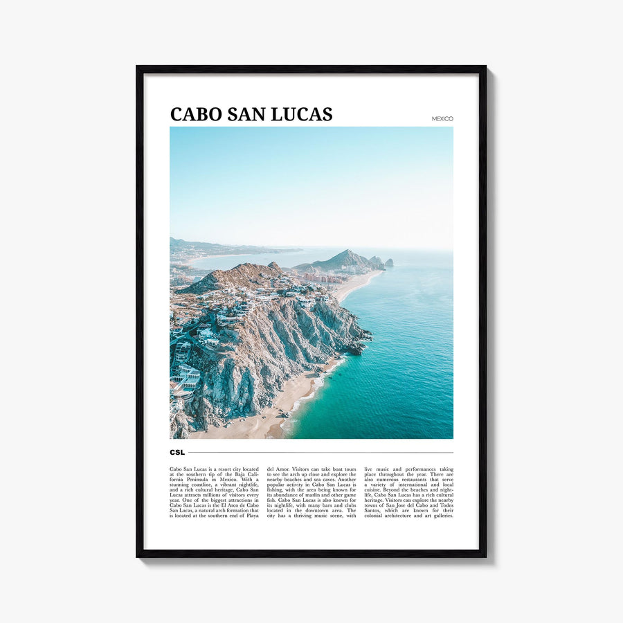 Cabo San Lucas colorful travel poster of Mexico – vertical wall art, unframed print shown in interior mockup