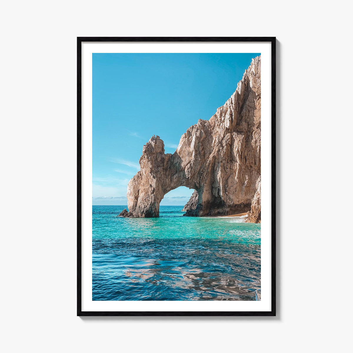 Cabo San Lucas no. 1 colorful photo poster of Mexico – vertical wall art, unframed print shown in interior mockup