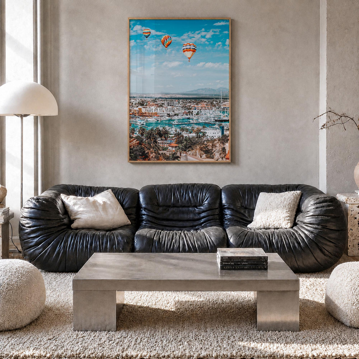 Cabo San Lucas no. 3 colorful photo poster of Mexico – vertical wall art in natural wood frame, hanging on wall